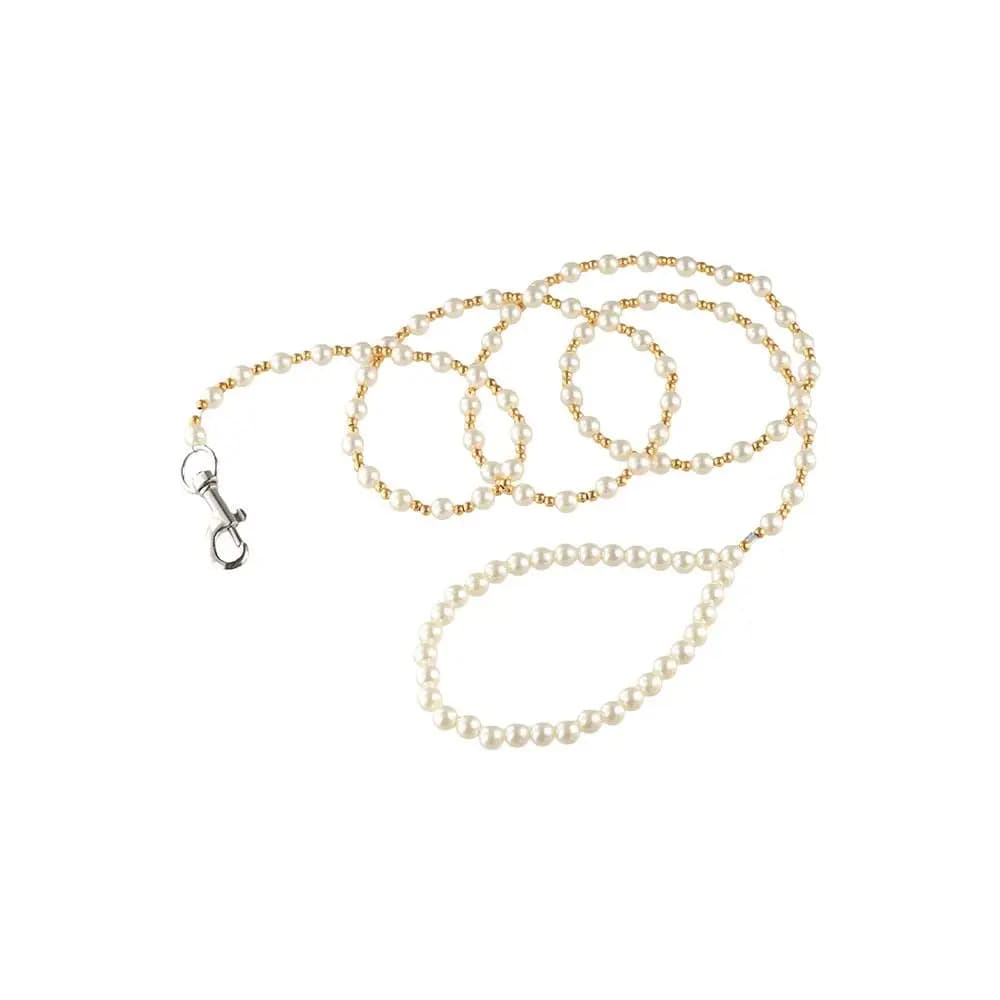 Guinzaglio per cani con perle da 120 cm Guinzaglio per cani con perle finte Guinzaglio per cani con perline di lusso Elegante guinzagli per addestramento per animali domestici robusti Cani di piccola taglia