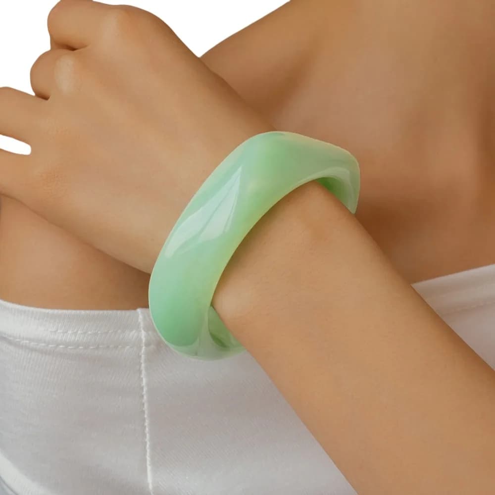 Resin Acrylic Bangle Smudging Europe American Style Irregular Wide Bracelet Jewelry Accessories Minority Design Retro Hand Ring