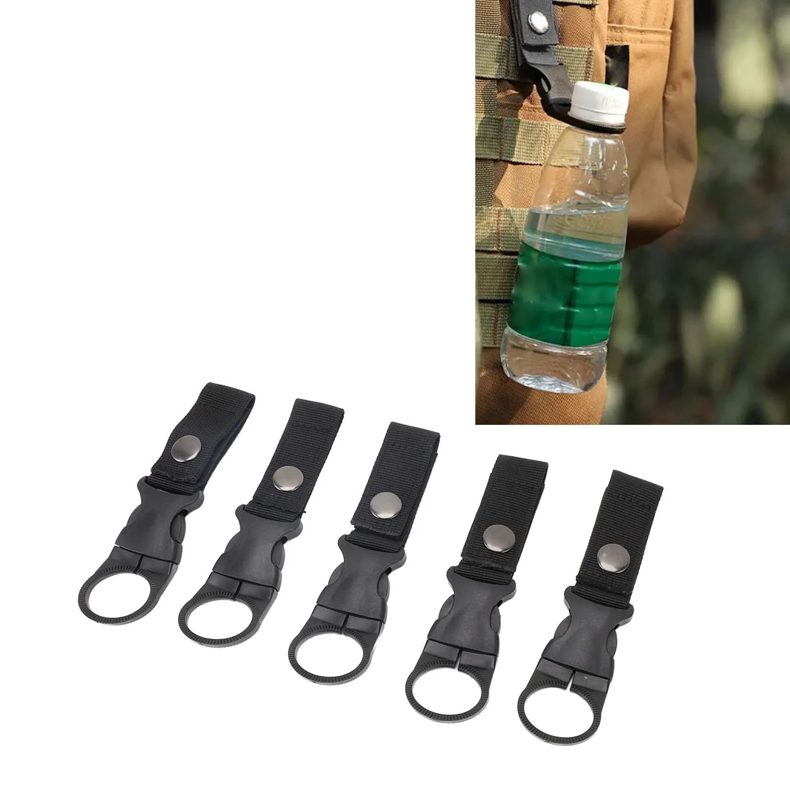 10 Pezzi Gancio Multifunzione in Nylon per Bottiglia d'Acqua, Moschettone da Arrampicata, Clip per Cintura e Zaino