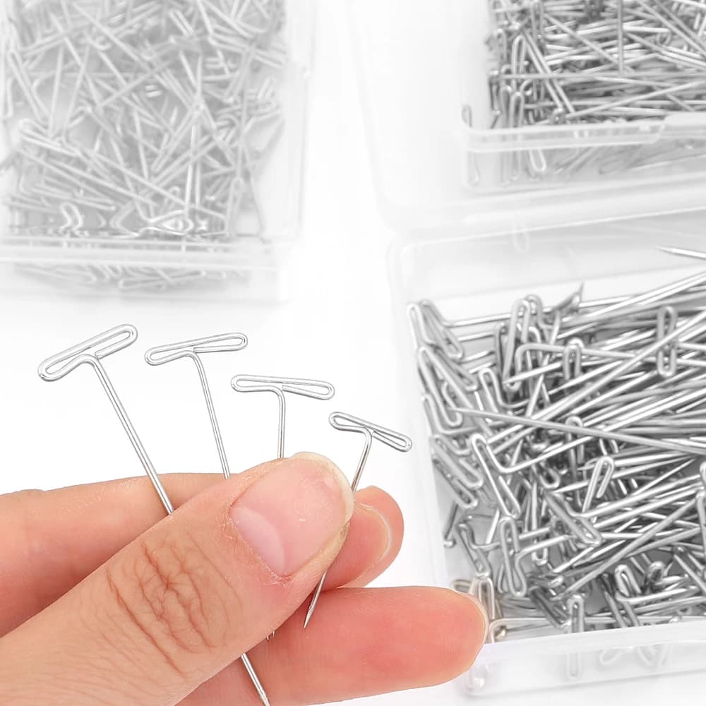 100pcs 27/32/38/51mm Assorted Sizes Stainless Steel T Pins for DIY Needles Wig Hair Extension Blocking Knitting Accessories