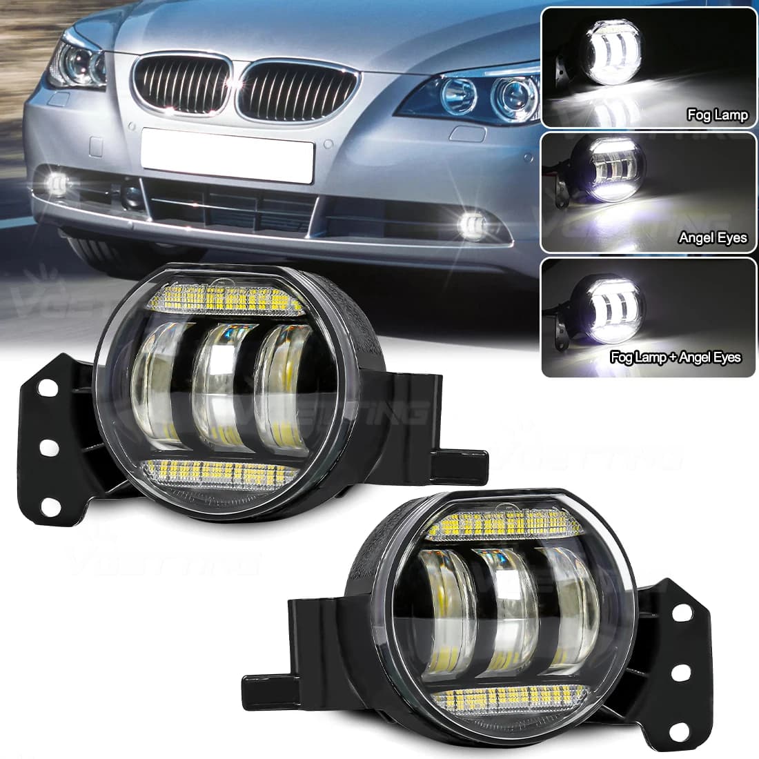 Auto Fendinebbia di Montaggio Per BMW E60 E90 E63 E46 323i 325i 525i DRL Faro LED Lente Bianca Angel Eyes Accessori Alogeni 12V