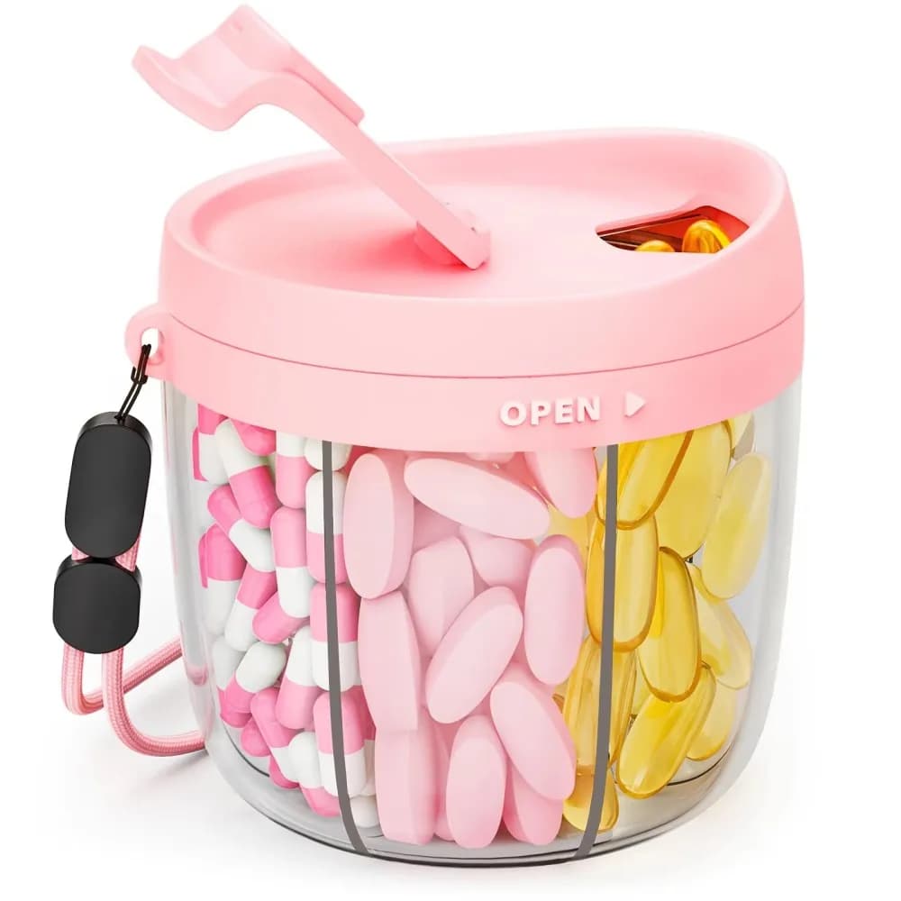 Portapillole Portatile a 7 Scomparti per Integratori e Medicine, Organizzatore Giornaliero Unisex per Casa e Viaggio