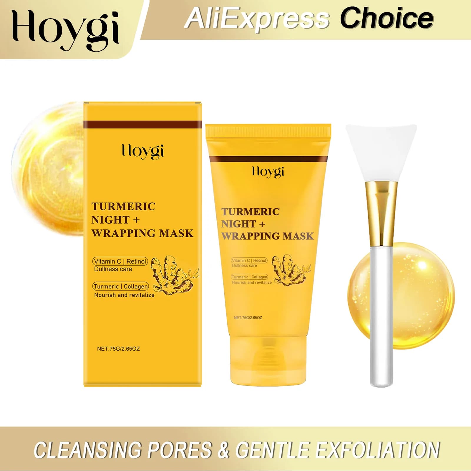 HOYGI Collagen mask with curcuma Cleaning of pores Improves stains Gentle exfoliation Scratching Opacity Levigating Mask peel-off 75g