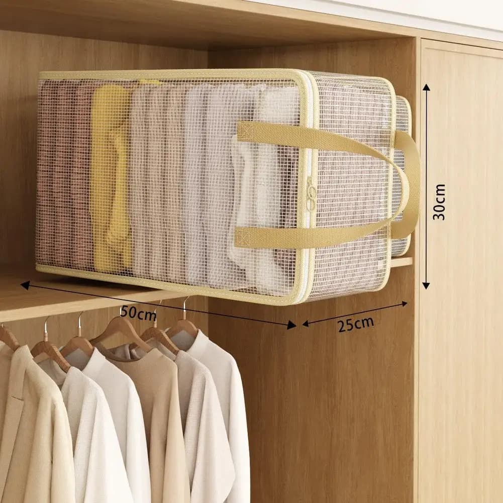 Organizzatore per lenzuola, borsa portaoggetti trasparente, borsa portaoggetti portatile per vestiti e trapunte, contenitore per biancheria da letto e guardaroba