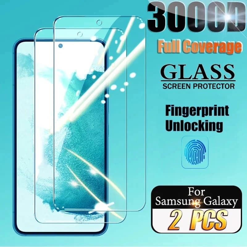 2PCS Sblocco delle impronte digitali Vetro temperato per Samsung Galaxy S24 Ultra S23 S22 S21 Plus Protezione dello schermo per Samsung S21 S20 FE