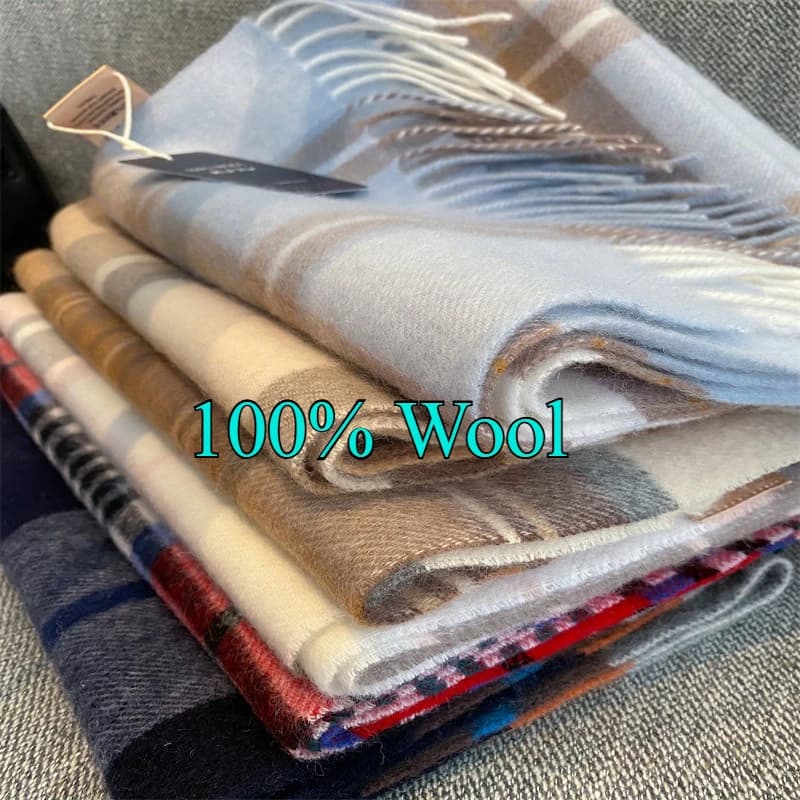 Winter 100% Merino Wool Scarf Women Luxury Brand Pashmina Men Solid Color Warm Autumn Winter Thick Soft Long Cashmere Scarves