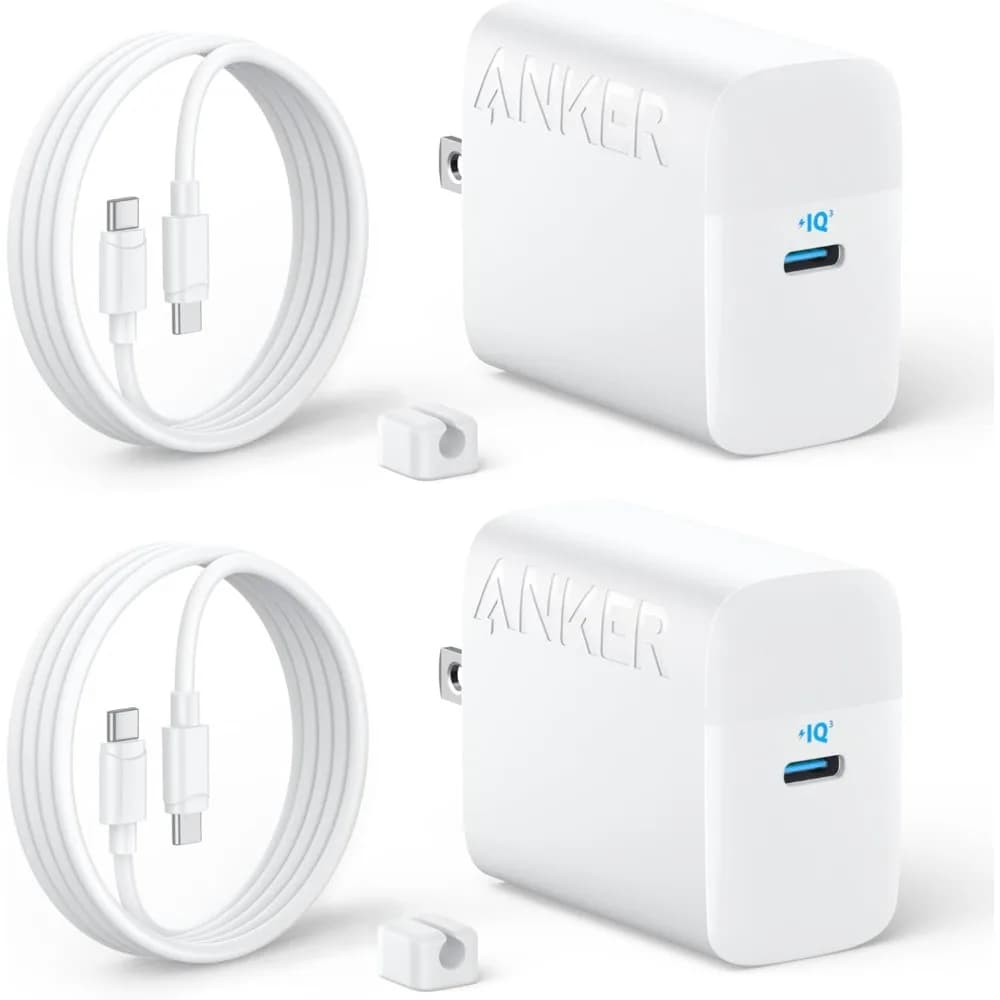 45W USB C Charger Block for Fast Charging iPhones, iPads, and Galaxy S24 Ultra with 2-Pack 5 ft Cable