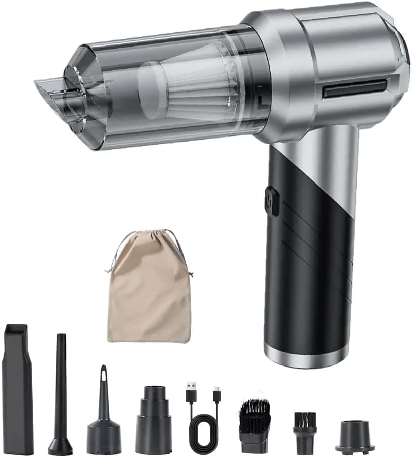 Aspirapolvere per auto pieghevole portatile, mini aspirapolvere senza fili 4 in 1 18000PA con motore brushless, per auto, casa, ufficio, campeggio (