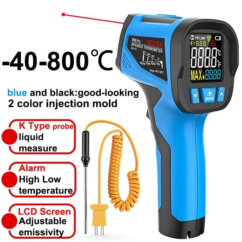 -50 to 800 Degree Mestek Digital Infrared Thermometer Laser Temperature Meter Non-contact Pyrometer Hygrometer IR Thermometer