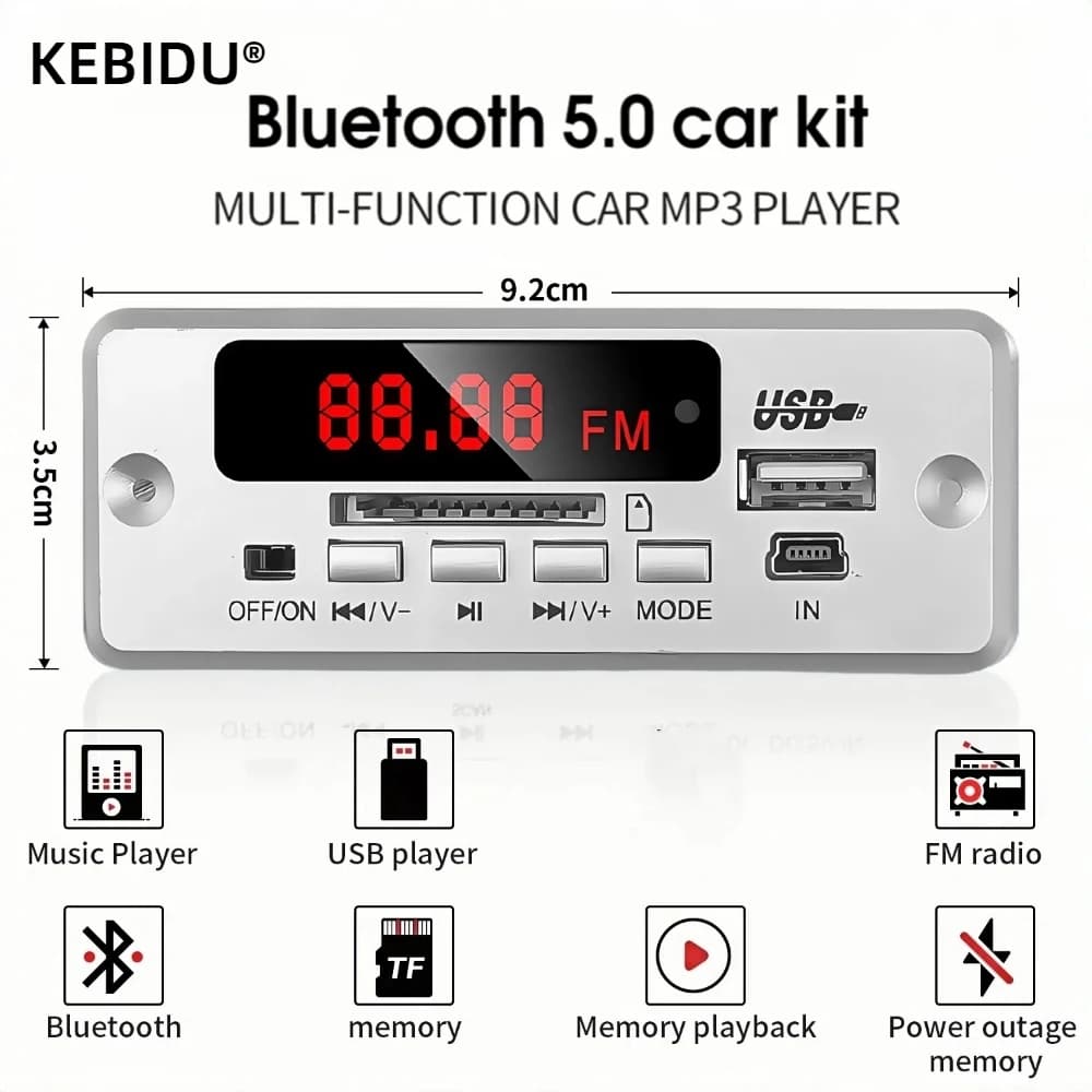 DC 12V Scheda di Decodifica MP3 Lettore MP3 Wireless Bluetooth USB TF Modulo Radio FM Kit Per Auto Per Altoparlante Con Registrazione Vocale In Vivavoce