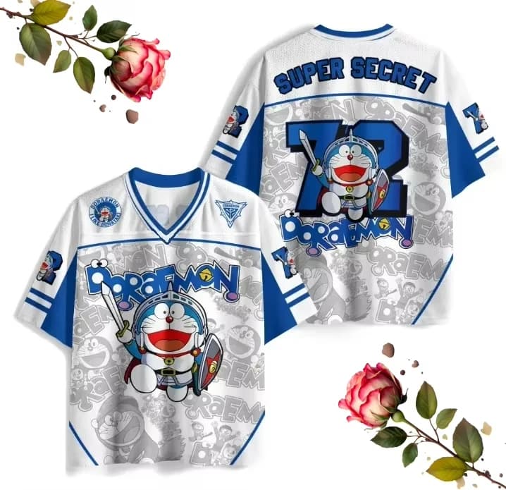 T-shirt Larga Stampata in 3D Stile Americano con Graffiti Doraemon per Adulti e Bambini, Maniche Corte Abbinata a Pantaloncini in Stile Anime