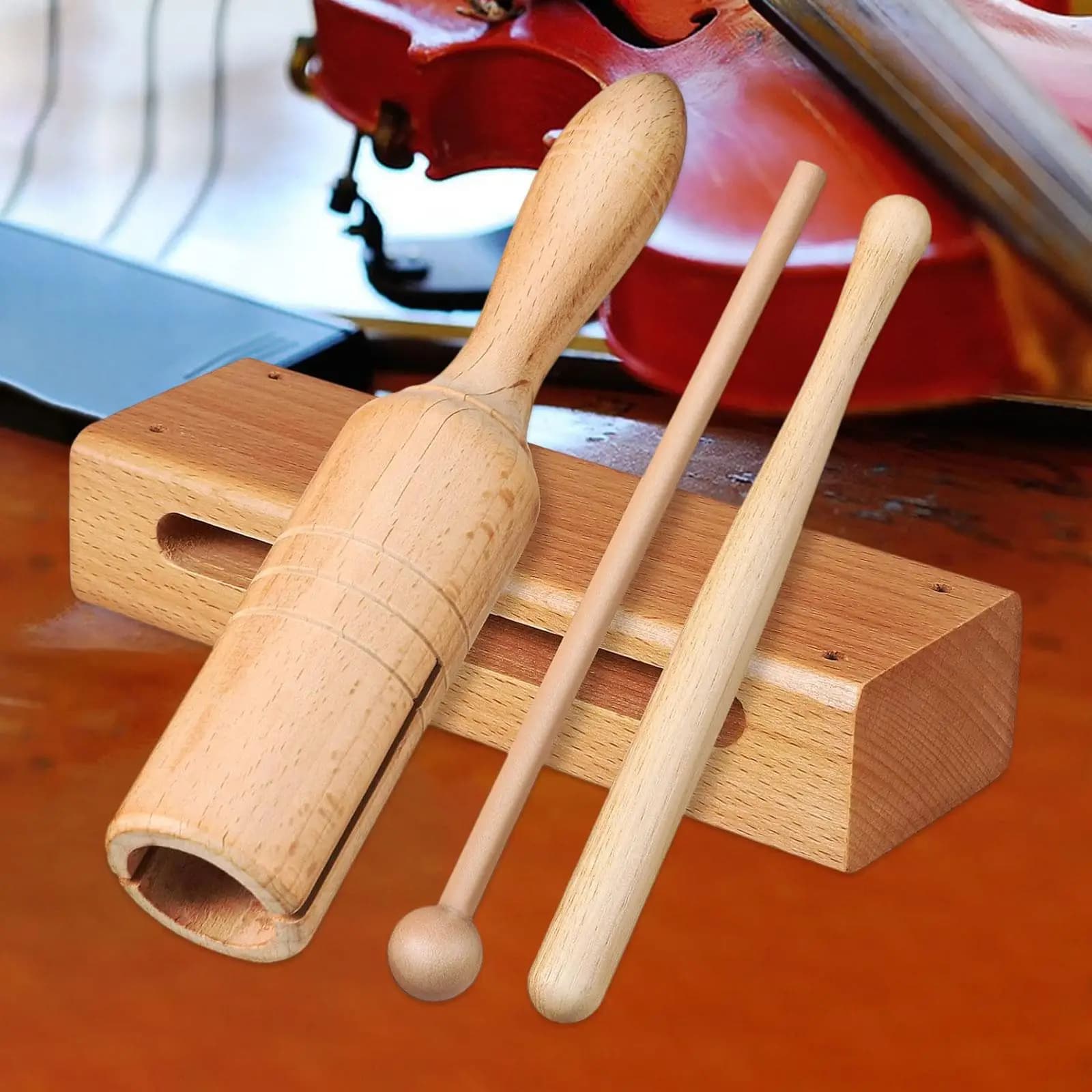 Blocco di legno Legno massello Educazione della prima infanzia per bambini Strumento didattico per adulti Strumento a percussione giocattolo musicale con tubo sonoro singolo