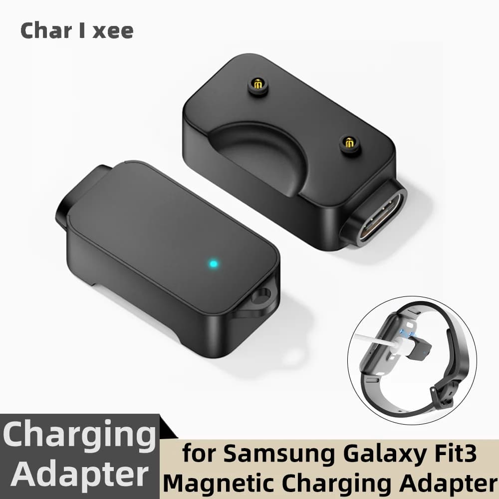 Adattatore di ricarica magnetico con portachiavi integrato, indicatore luminoso blu, connettore per caricabatterie portatile per Samsung Galaxy Fit3 Smart Watch