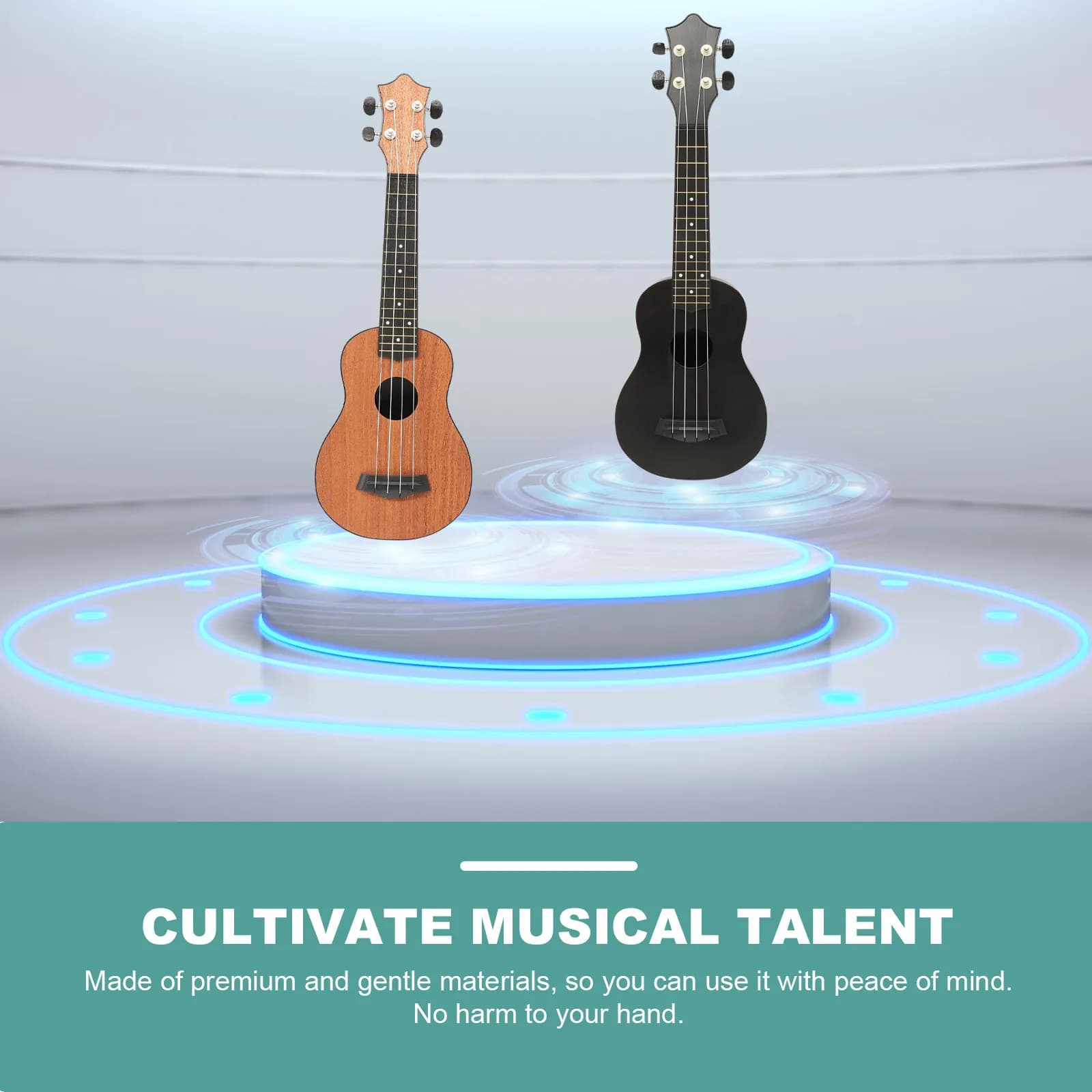 Kids Acoustic Ukulele Beginner Soprano Wood Design Polished Corners Finger Safe Early Childhood Music Education Instrument Four