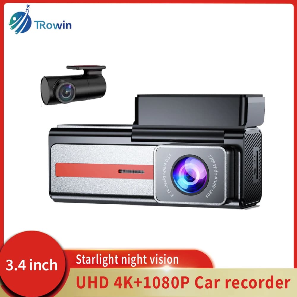 3.4 inches Touch IPS Hidden Dash Cam Car DVR HD 4K Front Double Lenten Grand-angle WiFi GPS G-Sensor black box car accessories