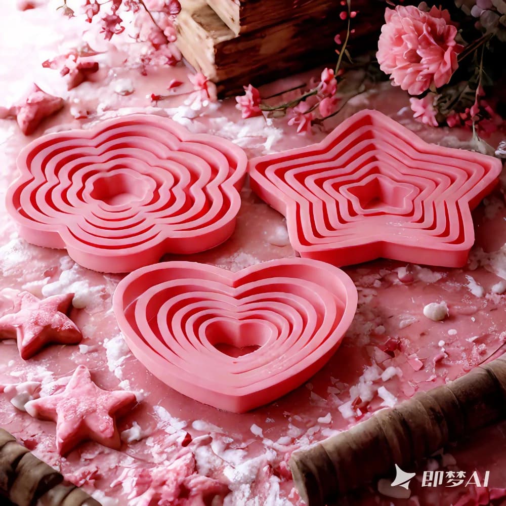 1 set/3 set pink heart flower biscuit cookie cutter for stencil cookie set of kitchen utensils