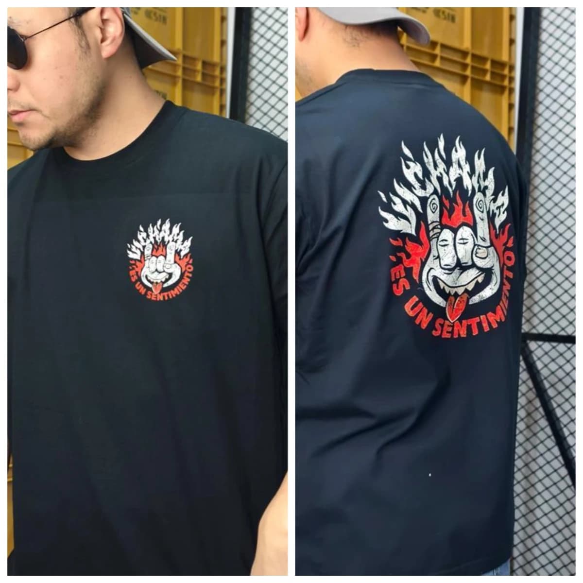 T-shirt in Cotone Puro a Maniche Corte con Stampa Graffiti Metallica, Gesto Rock con Grande Lingua, Collo Rotondo, per Uomo e Donna