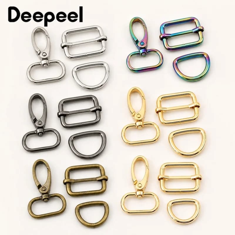 2/5 Sets 16-38mm Zinc Alloy Bag Strap Hardware Kit Swivel Lobster Clasp D Ring Tri-Glide Buckle for Handbags Collars Keychains