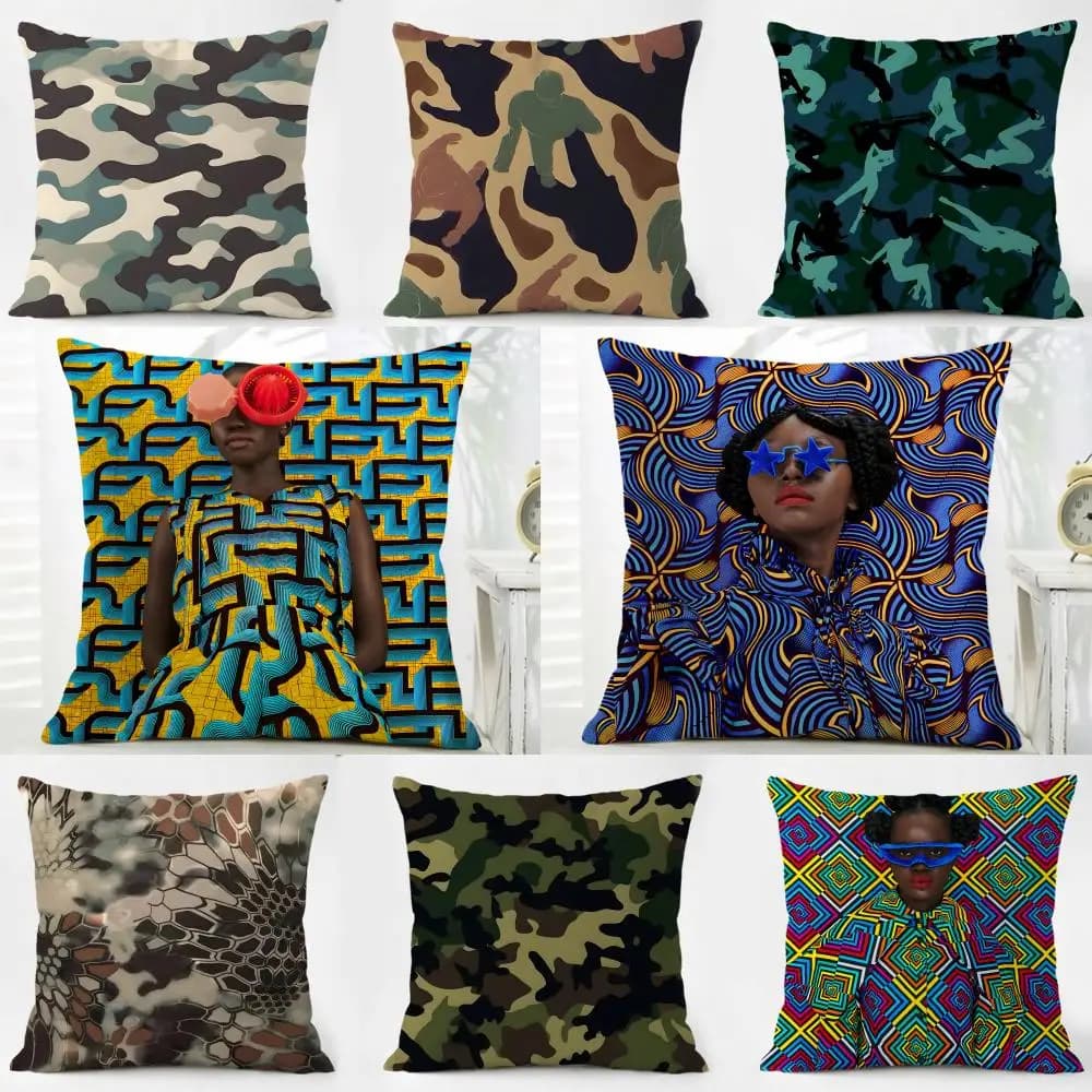 Federa per cuscino della serie C-Cool Camouflage, tessuto morbido e delicato sulla pelle e cerniera nascosta