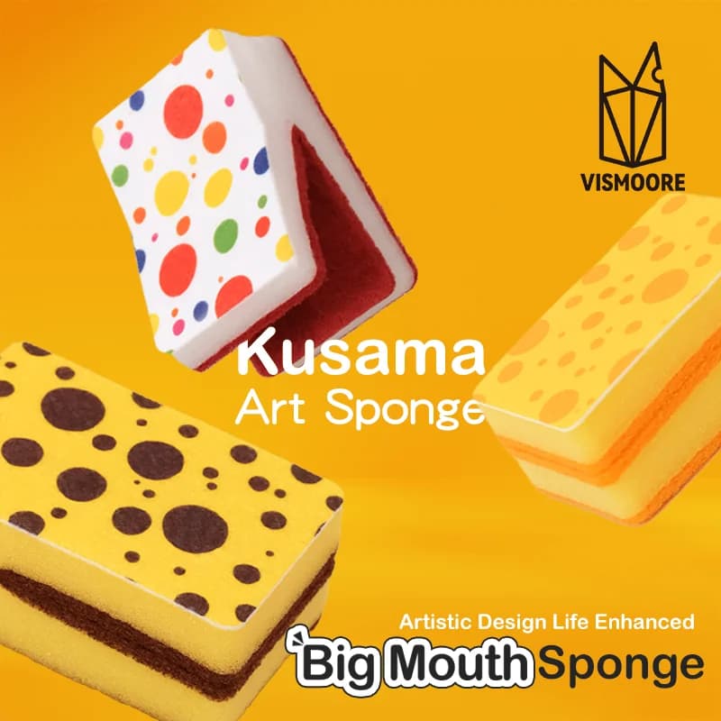 Vismoore Thick Kitchen Dish Sponge High Density Absorbent Double Sided Scouring Pad for Cleaning Pots Pans Knives Stubborn Stain