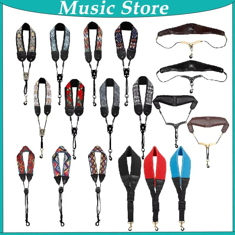 Universal Saxophone Neck Strap Soprano/Alto/Tenor Saxophone Strap Leather Adjustable Closed Hooks Strap Woodwind Accessories