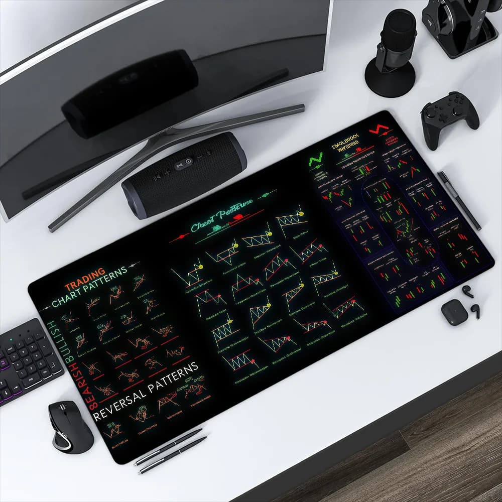 Tappetino per mouse con motivo, antiscivolo, con bordi cuciti, per ufficio, studenti, gaming, spesso, grande, per scrivere, con cuscino di supporto