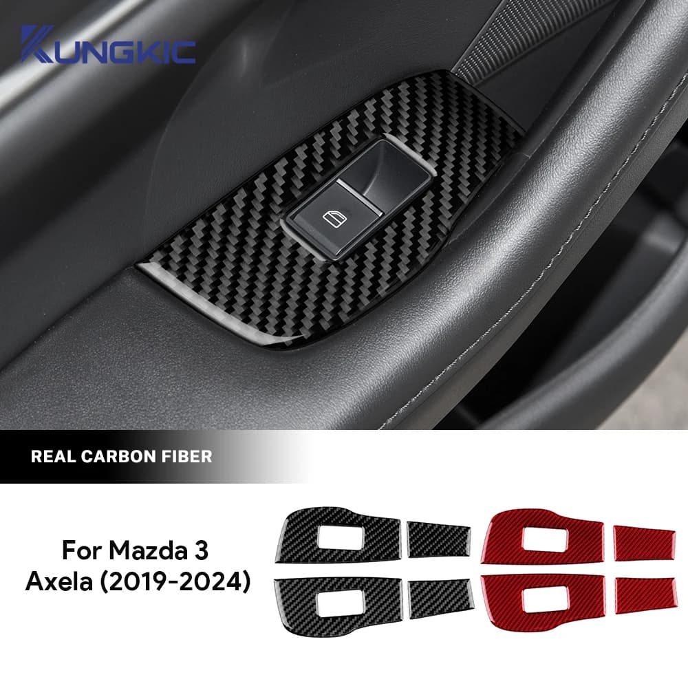 Reale Morbida Fibra di Carbonio Per Mazda 3 BP Axela 2019 2020 2021 2022 2023 2024 2025 Auto Porta Posteriore Finestra Telaio di Sollevamento Pannello adesivo