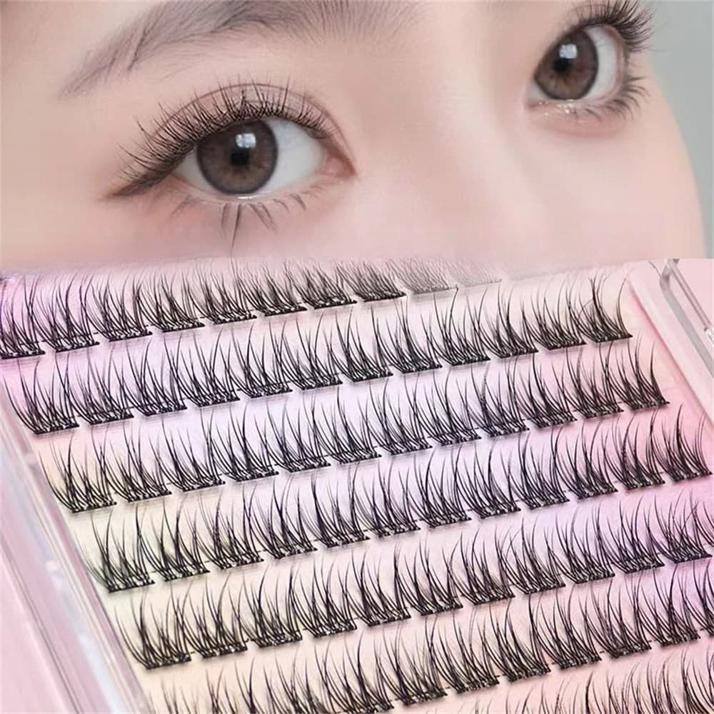 Ciglia autoadesive 120 pezzi, 11-12 mm, ultra sottili, da stile naturale a drammatico, extension a ciuffetti, adatte per principianti
