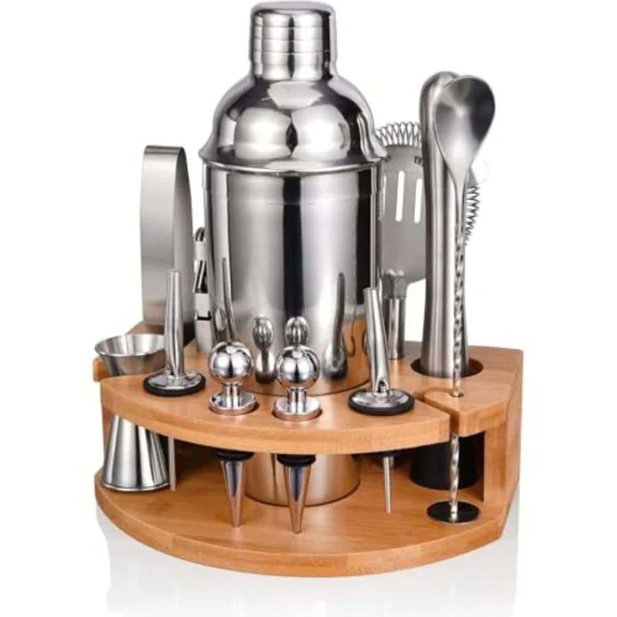 Set da Cocktail 12 Pezzi, Kit da Barman 25oz con Supporto, Set da Bar per Drink Misti, Accessori Professionali da Bar: Shaker, Jigger, Strainer