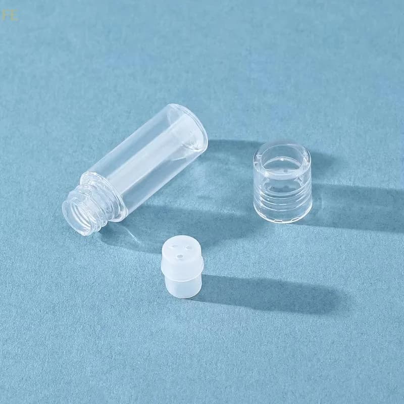 [F] 5 contenitori mini trasparenti da 3 ml per polvere sfusa, in plastica, con setaccio a 3 fori, ricaricabili, per ombretto e cosmetici
