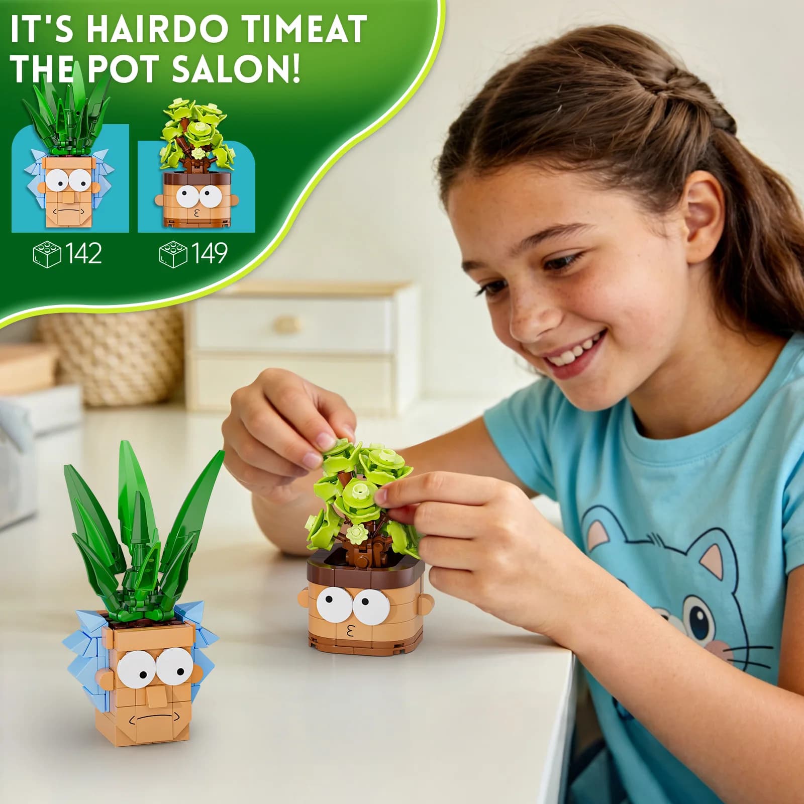 JAKI Potted Plant Building Blocks Set for Adults Funny Cartoon Planter Models Botanical Desktop Display Home Decor Gifts