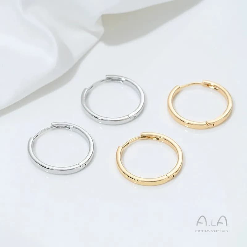 14K Gold Plated Copper Fashion Earrings, Simple Circle Earrings, Thin Earrings and Luxury Lights