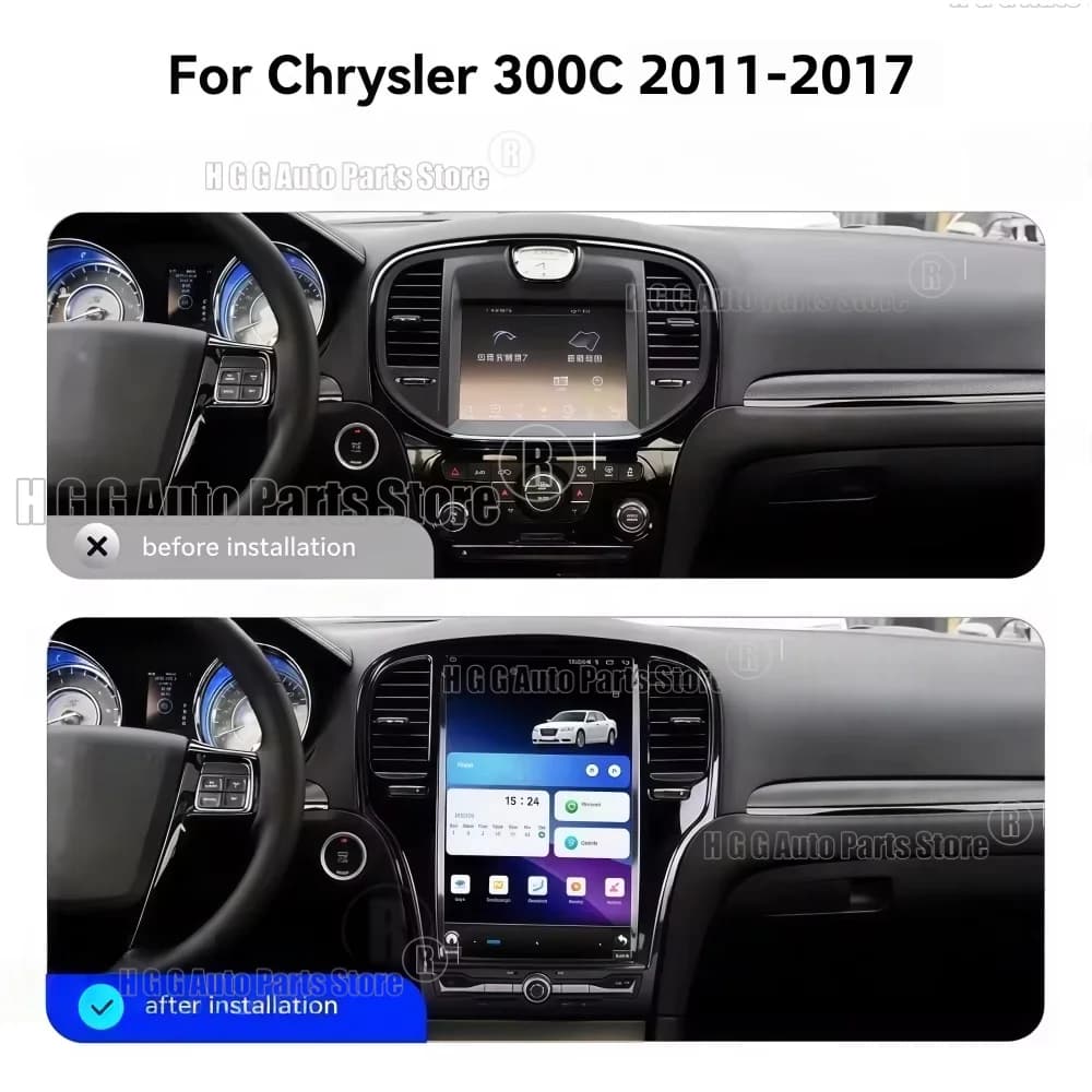 Autoradio Android 14 da 14,5 Pollici per Chrysler 300C 300 300S 2011-2021 con Manopola Fisica e Pulsanti, Lettore Multimediale, Carplay Wireless e GPS