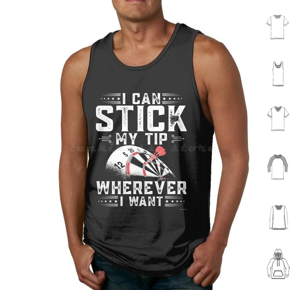 Maglietta Sportiva in Cotone con Stampa 'Darts-Stick My Tip Wherever I Want' per Giocatori di Freccette, Idea Regalo per Appassionati di Darts
