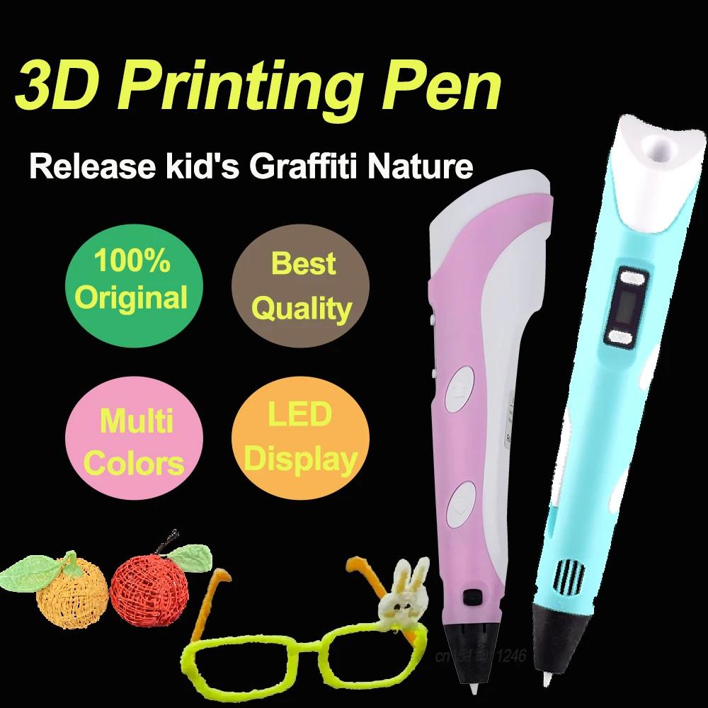 3D Printing Pen for Children Adjustable Speed LED Display DIY Design Pens PLA 3D Filament Christmas Gift for Boys and Girls