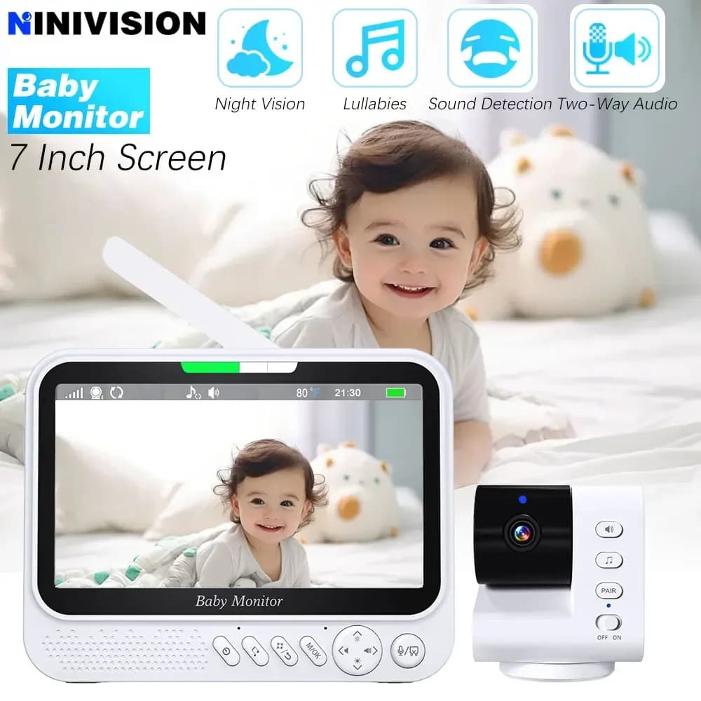 Baby Monitor Schermo da 7 pollici PTZ Monitoraggio digitale della temperatura a lunga distanza Ninna nanna Babysitter Nanny Cam Interfono Baby Camera