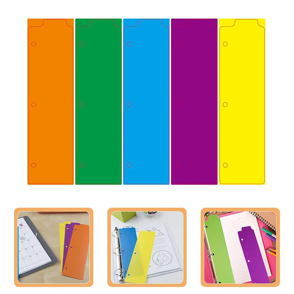 15 divisori per raccoglitori con mini linguette in plastica colorate riposizionabili a scatto per quaderni a 3 anelli, agenda, segnalibro, documenti