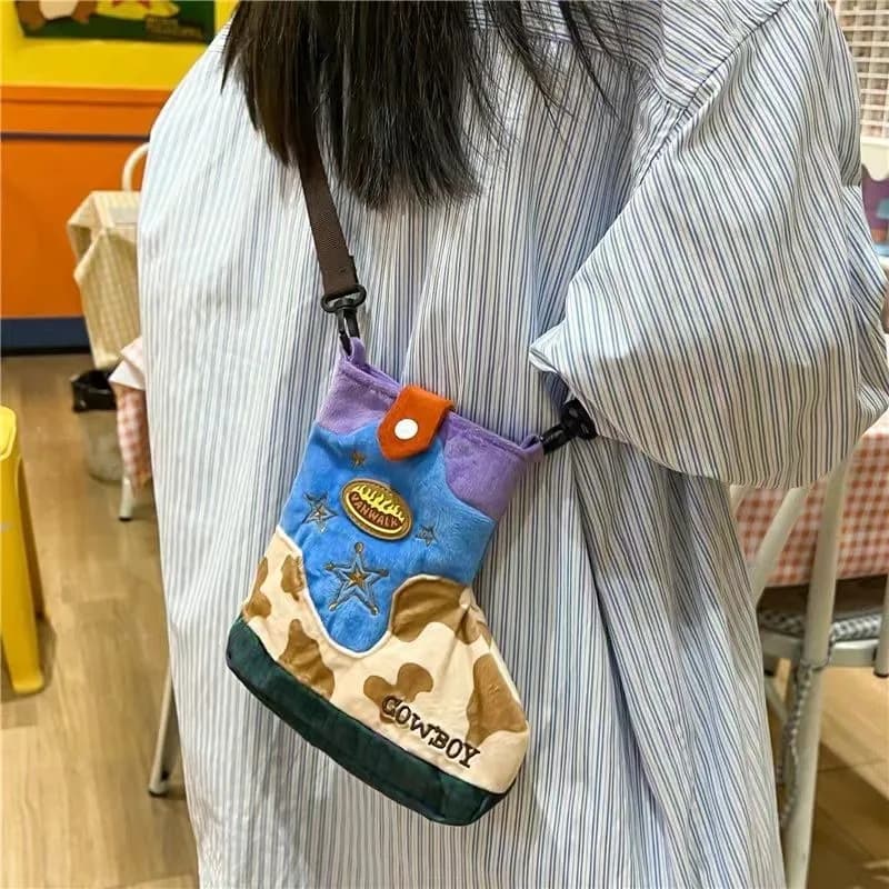 Ins Borsa a tracolla per scarpe simpatico cartone animato Borsa a tracolla patchwork con ricamo a stella da donna Borsa versatile mini portamonete per telefono Chic Nuovo