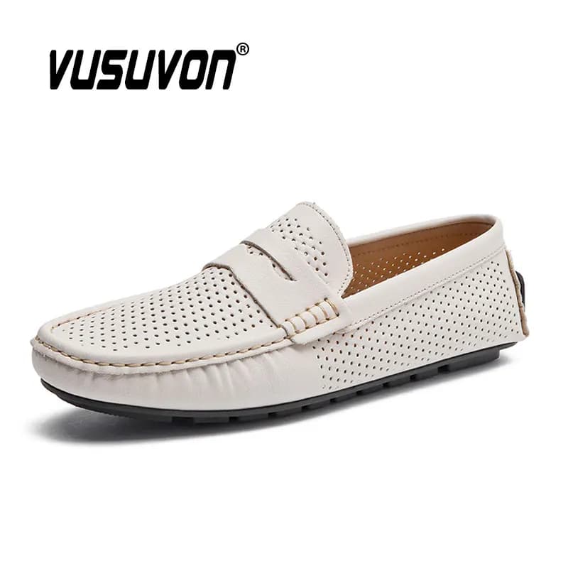 Mocassini da uomo Penny Sandali eleganti casual Scarpe estive in pelle moda Slip-On Calzature classiche nere Taglia grande 38-47