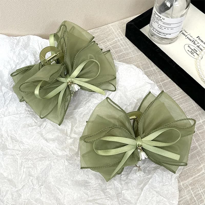 Fermaglio per capelli estivo a forma di squalo, elegante accessorio moda, fermaglio a doppio lato in rete con fiocco, fermaglio a nodo per donna