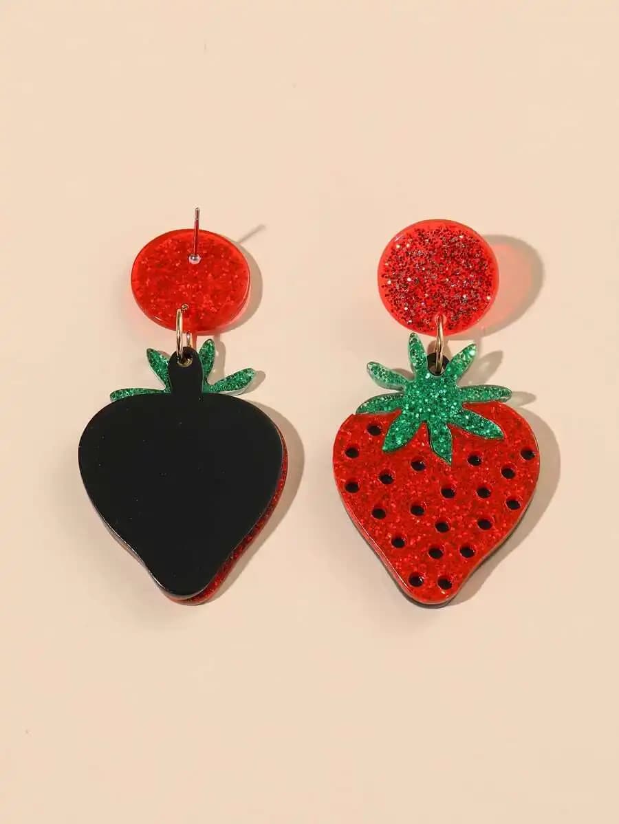 Strawberry Resin Drop Earrings For Women Trendy Cute Fashion Jewelry