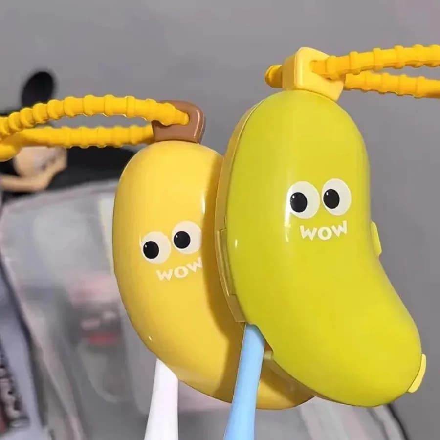 Custodia per spazzolino da campeggio 2 in 1 con banana carina Porta spazzolino portatile Custodia protettiva per dentifricio da viaggio indispensabile