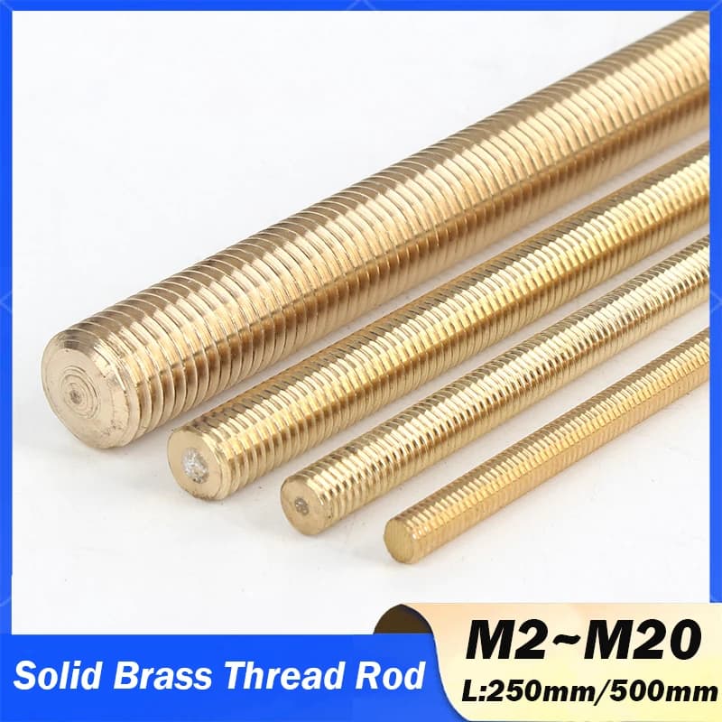 1/2Pcs Brass Thread Rod M2 M2.5 M3 M4 M5 M6 M8 M10 M12 M14 M16 M18 M20 Solid Metric Bolt Full Thread Shaft Rod Bar Stud