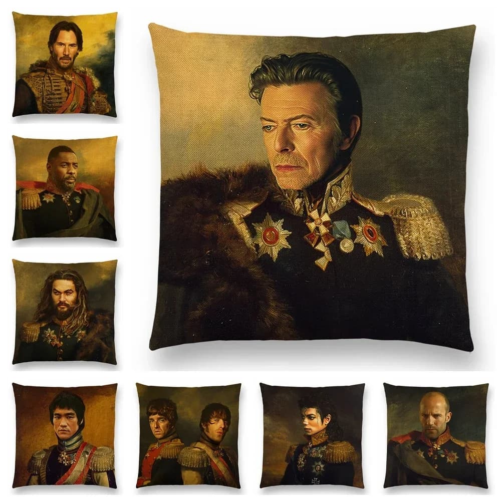 Fodera per cuscino con ritratti di star del cinema, stampa Replaceface, federa decorativa per divano, decorazione per la casa