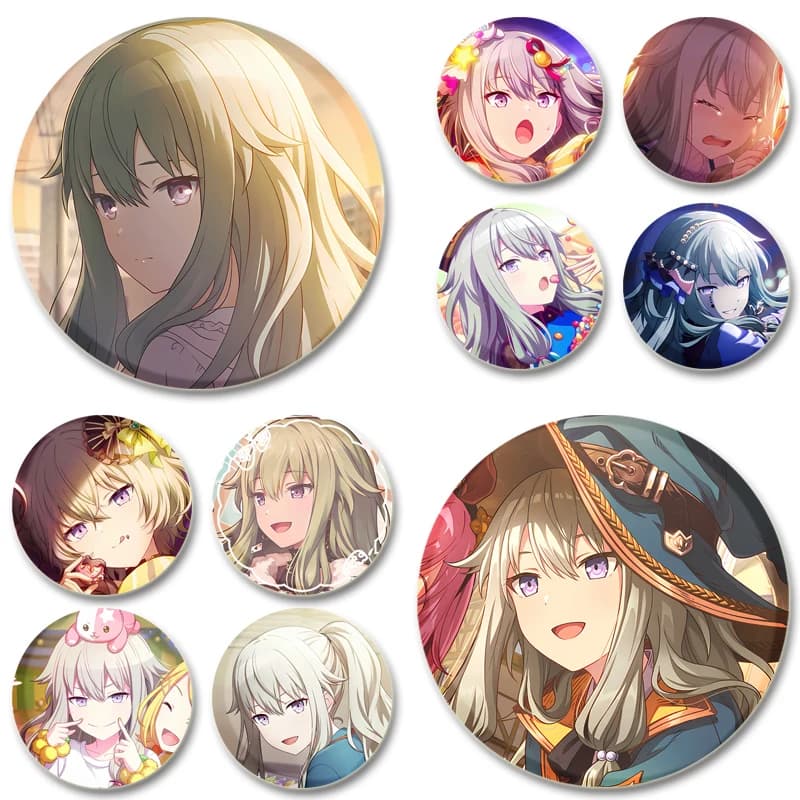 32/44mm Kusanagi Nene Badge Music Game Cosplay Brooches Handmade Tinplate Cute Lapel Pins for Backpack Accessories Jewelry Gifts