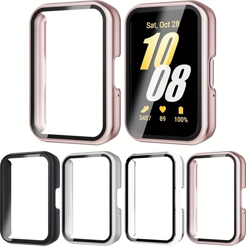 Custodia per PC per Samsung Galaxy Fit 3 Smartwatch, protezione completa in vetro, bumper rigido, protezione schermo, accessori Galaxy Fit 3
