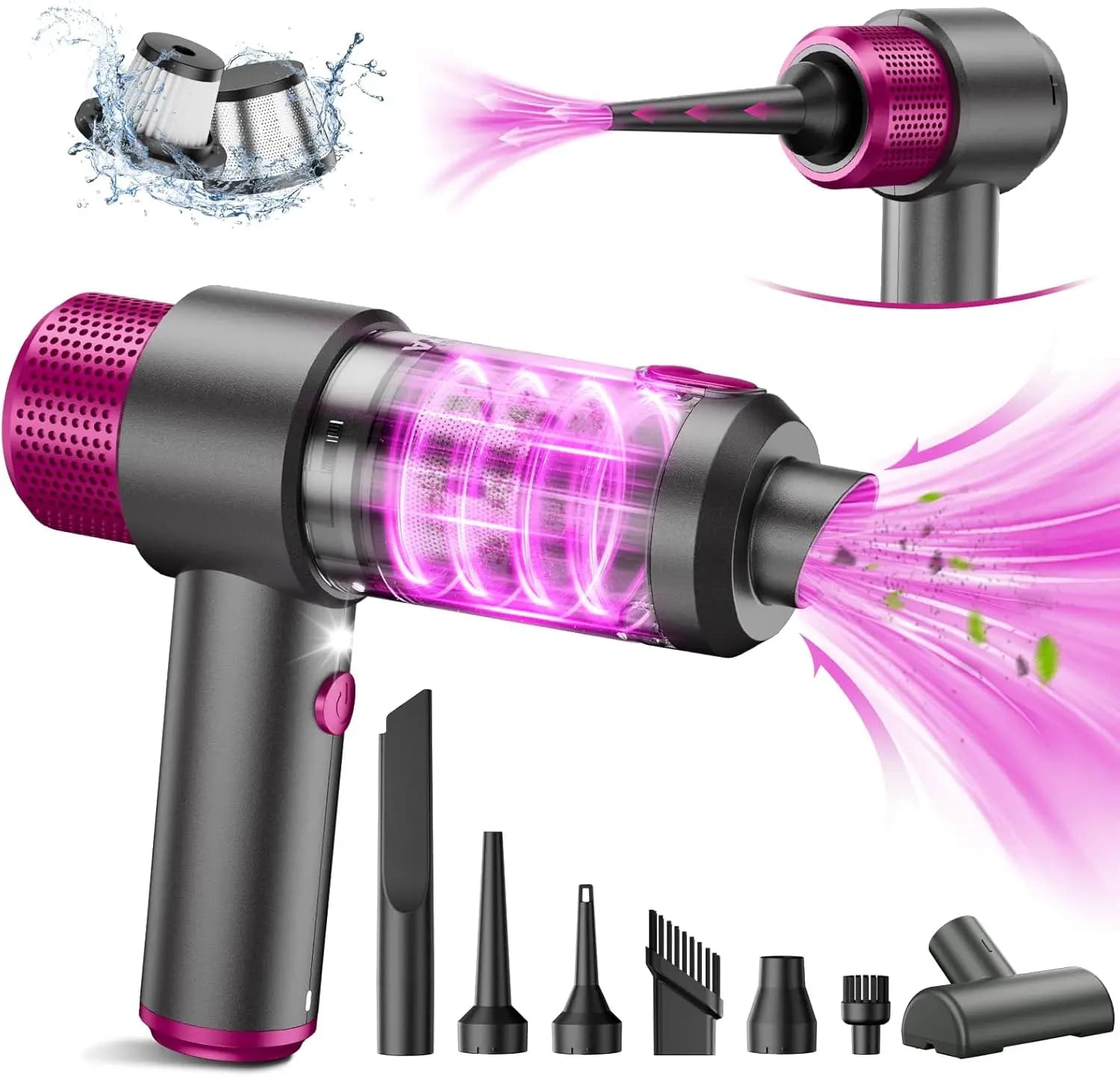 4-in-1 Cordless Handheld Car Vacuum Cleaner 15000PA with LED Light, Portable Mini Vacuum for Home Office