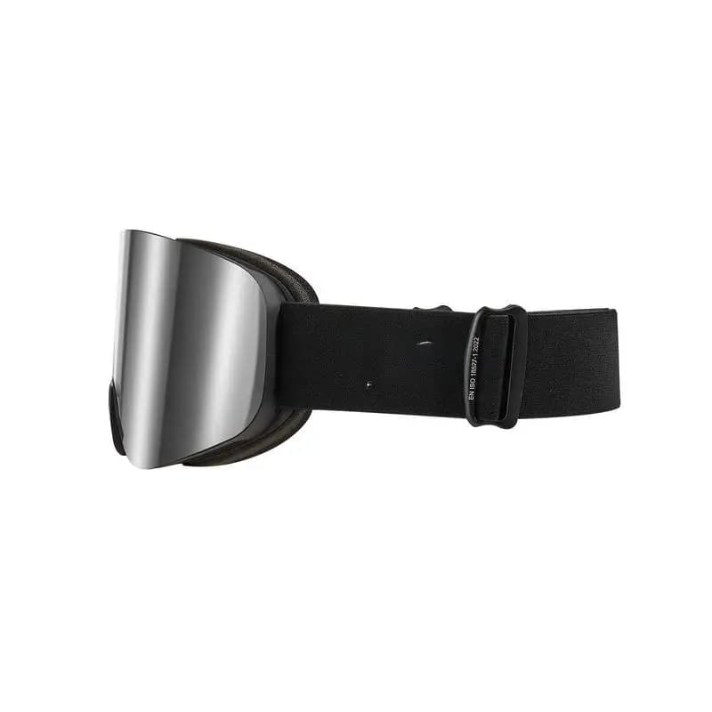 Frameless Ski Goggles 200mm For Skiing Skating Snowboarding, Magnet Cylindrical Lens Silver Mirror Revo Coating, TPU Frame Ventilation Structure, Anti Fog Protection