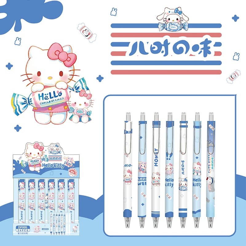 Nuovo 24 pz Sanrio Hello Kitty Penna Gel Carino 0.5mm Penna Inchiostro Nero Materiale Scolastico Studente Penna di Scrittura di Cancelleria