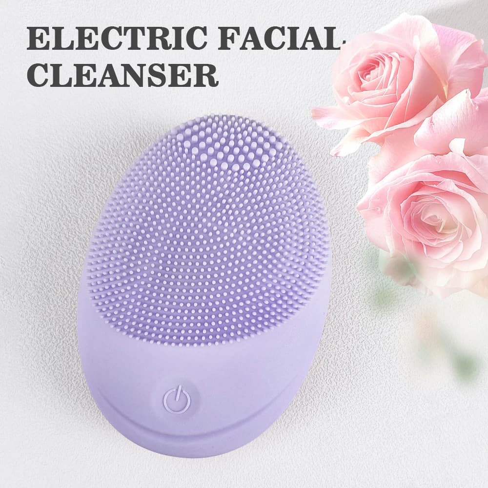 Silicone electric cleaning brush, sonic vibration for deep cleaning, delicate exfoliation